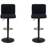 Home4You Barhocker 2er Set, Schwarz - Webstoffbezug - Metallgestell - höhenverstellbar - 2er Set