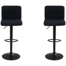 Home4You Barhocker 2er Set, Schwarz - Webstoffbezug - Metallgestell - höhenverstellbar - 2er Set