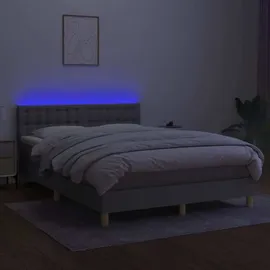 vidaXL Boxspringbett 140 x 200 cm LED Hellgrau