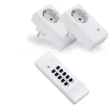 conecto Funksteckdosen Set (2x Funksteckdose, 1x Funkfernbedienung), Indoor, weiß