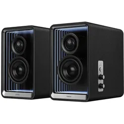 Edifier QR65 Aktive Design-Monitorlautsprecher (70 Watt) mit RGB-Lichteffekten, Schwarz