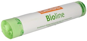 DEISS BIOLINE Bioabfallsäcke 160 Liter ecovio® Biokunststoff, Müllsäcke aus nachwachsenden Rohstoffen, Maße (B+B x L): 500+450 x 1250 mm, 1 Karton = 30 Rollen = 90 Säcke