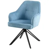 Esstisch Stühle Cord drehbar in Hellblau Gestell aus Metall (2er Set)