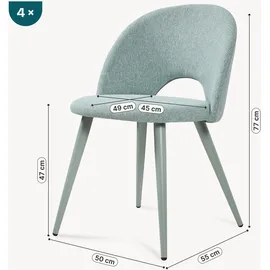 [en.casa] Esszimmerstuhl Karijoki Webstoff Hellgrün 4er Set