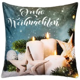 Brandsseller Weihnachtskissen LED Beleuchtet Dekokissen Leuchtkissen Zierkissen 40x40 cm (40x40 cm, Frohe Weihnachten)