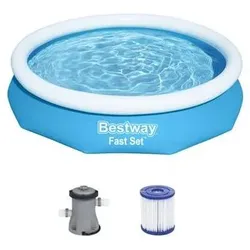 BESTWAY 57458 Fast SetTM Aufstellpool-Set mit Filterpumpe Ø 305 x 66 cm