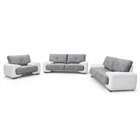 MOEBLO Polstergarnitur LORENTO 3+2+1, (Polstermöbel-Set inkl. kostenloser Lieferung & Montage Ohrensofa 3 Sitzer, 2 Sitzer und Sessel, Wohnlandschaft Sofa Couch Garnitur) grau|weiß