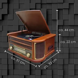 Cyberlux Nostalgie Holz Plattenspieler Retro Kompaktanlage CD/MP3 USB