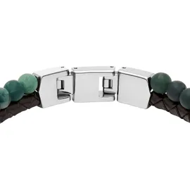 Fossil Armband mit Moosachat aus Edelstahl und Leder braun/grün JF04854040 Größe 21,5 cm