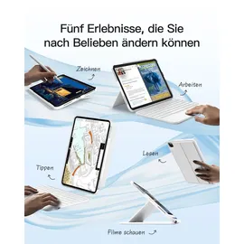 Inateck Hülle mit Tastatur für iPad 10/11 Gen A16, iPad Air 11" M3/M2, Pro 11 4/3/2/1 Weiß