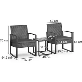 Oskar Polyrattan Set 3-tlg. anthrazit