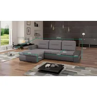 Design Ecksofa Ottavio Bettfunktion Couch Wohnlandschaft Sofas  Schlaf Sofa Neu - Grau