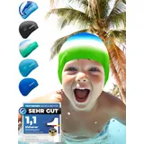 KIDVERSE Badekappe Kinder wasserdicht - Schwimmhaube Kinder mit Anti-Rutsch-Noppen - Badekappen für Schwimmer mit UV Schutz - Schwimmhaube Jungen - Reißfeste Badehauben in verschiedenen Größen