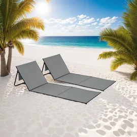 Tectake Sonnenliege 157 x 53 x 1,7 cm Grau