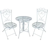 Hti-Living Gartentisch mit 2 Stühlen Curly Creme