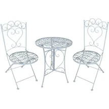 Hti-Living Gartentisch mit 2 Stühlen Curly Creme