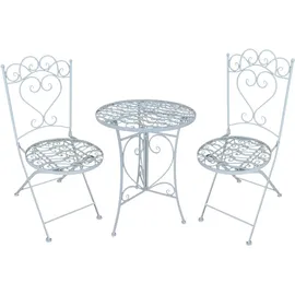 Hti-Living Gartentisch mit 2 Stühlen Curly Creme