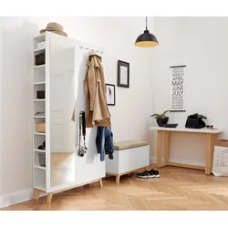 Tchibo - Sitzbank mit Stauraumfächern - 84x38x52cm - beige - Holz / Eschen-Massivholz / Polyester