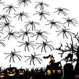 AFASOES 100 Stück Halloween Spinne Plastikspinnen Gefälschte Spinne Schwarz Kunststoff Halloween Deko Spinnen Groß Streich Realistische Plastik Spinne für Halloween Party Dekoration ca.4.8cm