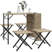 vidaXL 5-tlg. Garten-Essgruppe Klappbar Beige Poly Rattan