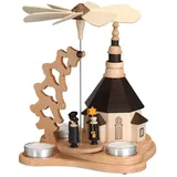 Zeidler Holzkunst Weihnachtspyramide Zeidler Pyramide mit Seiffener Kirche für Teelichte, Handarbeit aus dem Erzgebirge beige
