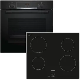 Bosch Herdset BOSCH Backofen mit Induktionskochfeld schwarz - autark, 60 cm