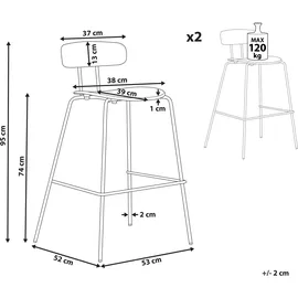 Beliani Barstuhl 2er Set  Kunststoff / Metall  Grün
