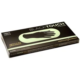 Hercules Sägemann Black Touch M | Schwarze Einweghandschuhe für Friseure | Puderfreie Latexhandschuhe mit extra langem Roll-Rand | Inhalt: 10 Stück