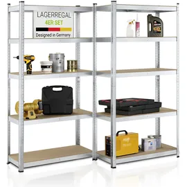 Juskys Lagerregal Basic 4er Set 180x90x40 cm – Metall Schwerlastregal, 20 Böden, 3500 kg