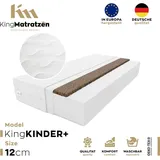 king matratzen Kindermatratze KingKINDER PLUS 160 x 200 x 12 cm aus hochwertigem Kaltschaum | Rollmatratze mit waschbarem Bezug und Kokosmatte | H3/H4