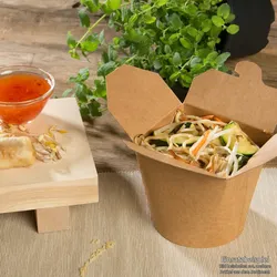 BIOZOYG 50 Stück Nudelbox-To-Go 650ml Take-Away-Schachtel Asiabox Foodbox aus Kraftkarton Nudelbox biologisch abbaubar umweltfreundlich Essensbox