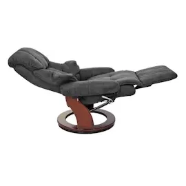 Robas Lund MCA Relaxsessel Calgary 2, Fernsehsessel Sessel, Stoff/Textil 150kg belastbar ~ dunkelgrau, Walnuss-Optik