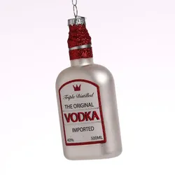MARELIDA Weihnachtsbaumschmuck VODKA Flasche Glas mundgeblasen H: 13,3cm