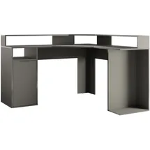 Feldmann-Wohnen Gamingtisch Carbon (mit Montitorfläche, große Arbeitsfläche, offene Fächer, 1 Tür, 1-St., moderne Optik, Kantengriff, ABS-Kanten), 139x139x89cm graphitgrau schwarz 139 cm x 89 cm x 55 cm