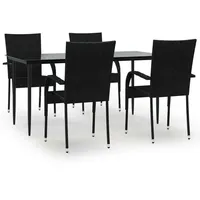 VidaXL 5-tlg. Garten-Essgruppe Schwarz Poly Rattan