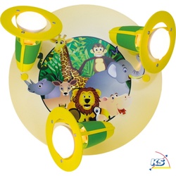 Elobra Rondell DSCHUNGEL, Kinderzimmerleuchte, 3x E14, grün / gelb ELO-127551