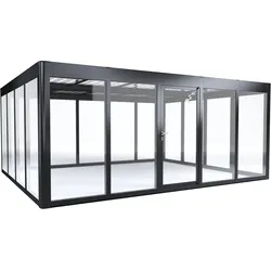 SunElements Design Gewächshaus SunGarden Energy mit Photovoltaikdach 5.4 anthrazit-metallic, Wände: 6mm Acrylglas klar, Dach: Doppelglasmodule 40 % Transparenz