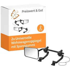 PRO PLUS 2x Universelle Wohnwagenspiegel mit elastischen Spanngummis Links u. Rechts – Inkl. Aufbewahrungstasche Caravanspiegel mit Flachglas