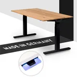 boho office boho office® Höhenverstellbarer Schreibtisch 160 x 80 cm - Made in Germany, Elektrisch, 2 Motoren, 3-Fach Teleskop, Kollisionsschutz - Premium Line Schwarz inkl. Tischplatte in Wildeiche massiv