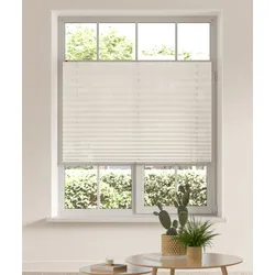 Plissee MY HOME "DAHRA - in Crush-Optik" Gr. 12, beige (creme), B:95cm H:130cm, Obermaterial: 100% Polyester, Plissees, Fixmaß, Bestseller mit über 5500 4,5-Sterne-Bewertungen, Klemmträger