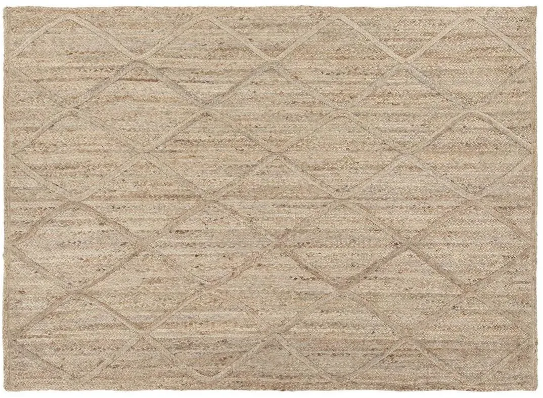 Tapis en jute tissé main avec motifs losanges 160 x 230 cm RAFI