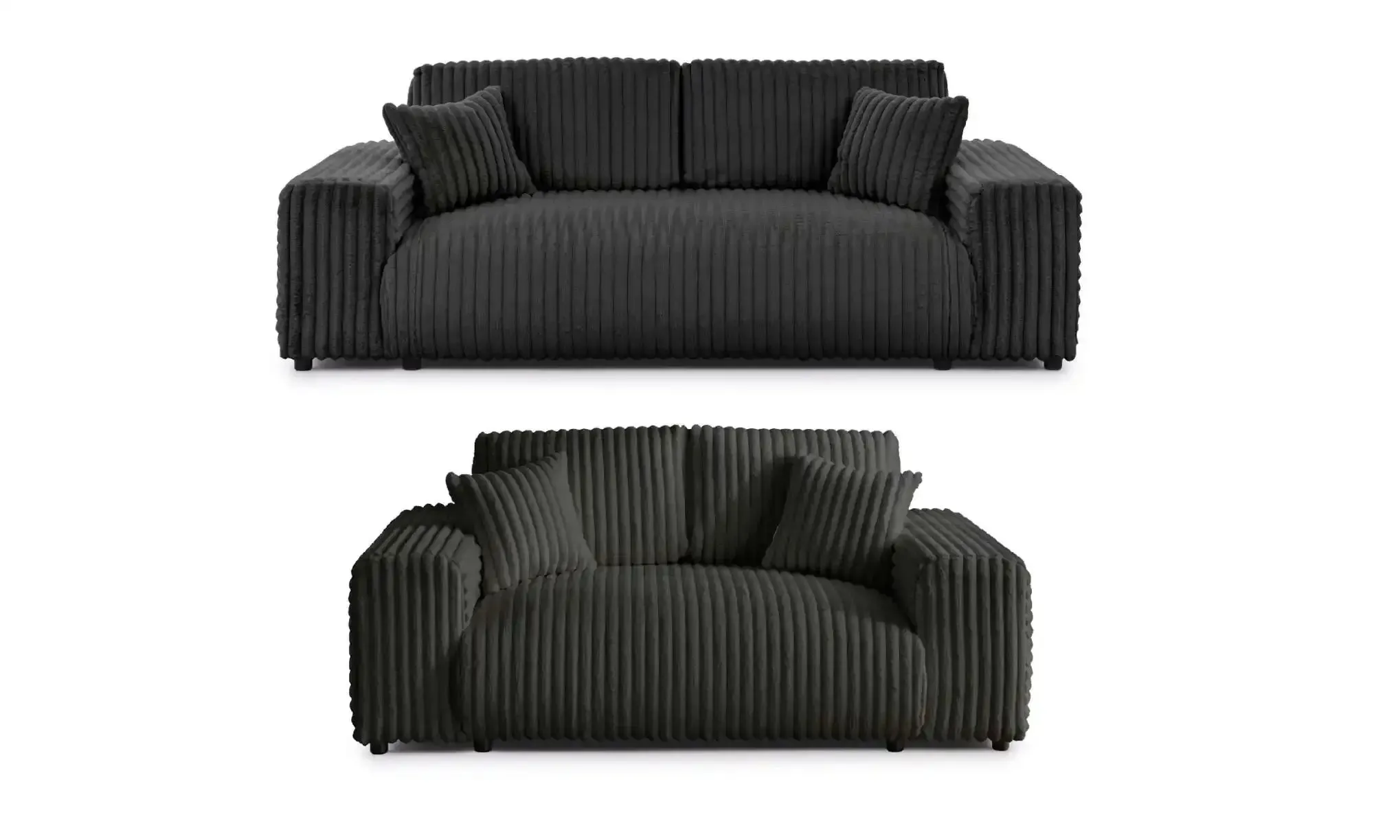 S-STYLE Polstergarnitur 2er-Set  Mollis ¦ grau ¦ Maße (cm): B: 213 H: 79