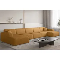 Fun Möbel Wohnlandschaft Sofa U-Form CELES PREMIUM XL in Stoff Scala Senfgelb - Gelb