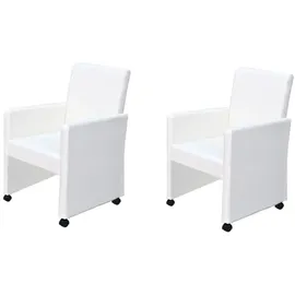 vidaXL Esszimmerstühle 2 Stk. Weiß Kunstleder