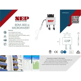 Jet-Line Micro Wechselrichter 800W 600 W Drosselung) Balkon Solar Anlage mit Wifi NEP BDM 800