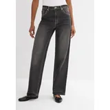 bonprix Weite Jeans BONPRIX, Damen, Gr. 38, N-Gr, grau (schwarz denim used (länge: regulär)), Denim/Jeans, Obermaterial: 99% Baumwolle, 1% Elasthan, loose fit, Jeans, loose fit Passform, hoher Bund, aus überwiegend Baumwolle