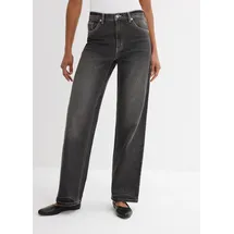bonprix Weite Jeans BONPRIX, Damen, Gr. 38, N-Gr, grau (schwarz denim used (länge: regulär)), Denim/Jeans, Obermaterial: 99% Baumwolle, 1% Elasthan, loose fit, Jeans, loose fit Passform, hoher Bund, aus überwiegend Baumwolle