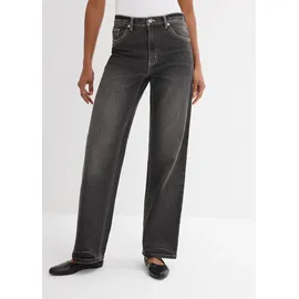 bonprix Weite Jeans BONPRIX, Damen, Gr. 38, N-Gr, grau (schwarz denim used (länge: regulär)), Denim/Jeans, Obermaterial: 99% Baumwolle, 1% Elasthan, loose fit, Jeans, loose fit Passform, hoher Bund, aus überwiegend Baumwolle