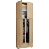 VCM Putzschrank Lona 70 x 200 x 39 cm Braun/Sonoma-Eiche