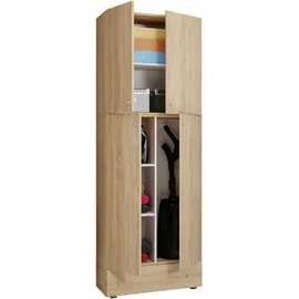 VCM Putzschrank Lona 70 x 200 x 39 cm Braun/Sonoma-Eiche